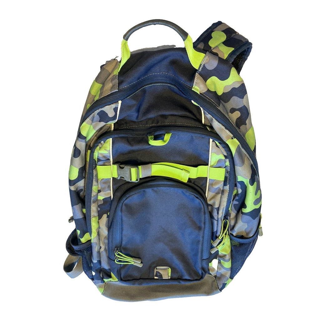 Land's End Kids Large Back Pack School Bag Camo Green Black